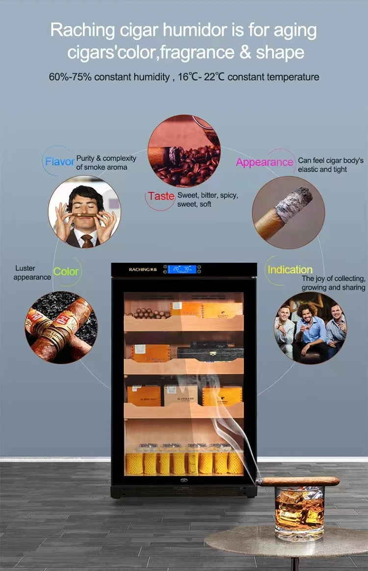 Raching Cigar Cabinet C150A Compressor Constant Temperature and Humidity Cedar Wood Household Cigar Box Moisturizing Cabinet