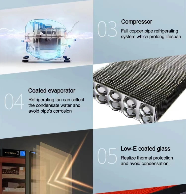 Raching Cigar Cabinet C150A Compressor Constant Temperature and Humidity Cedar Wood Household Cigar Box Moisturizing Cabinet