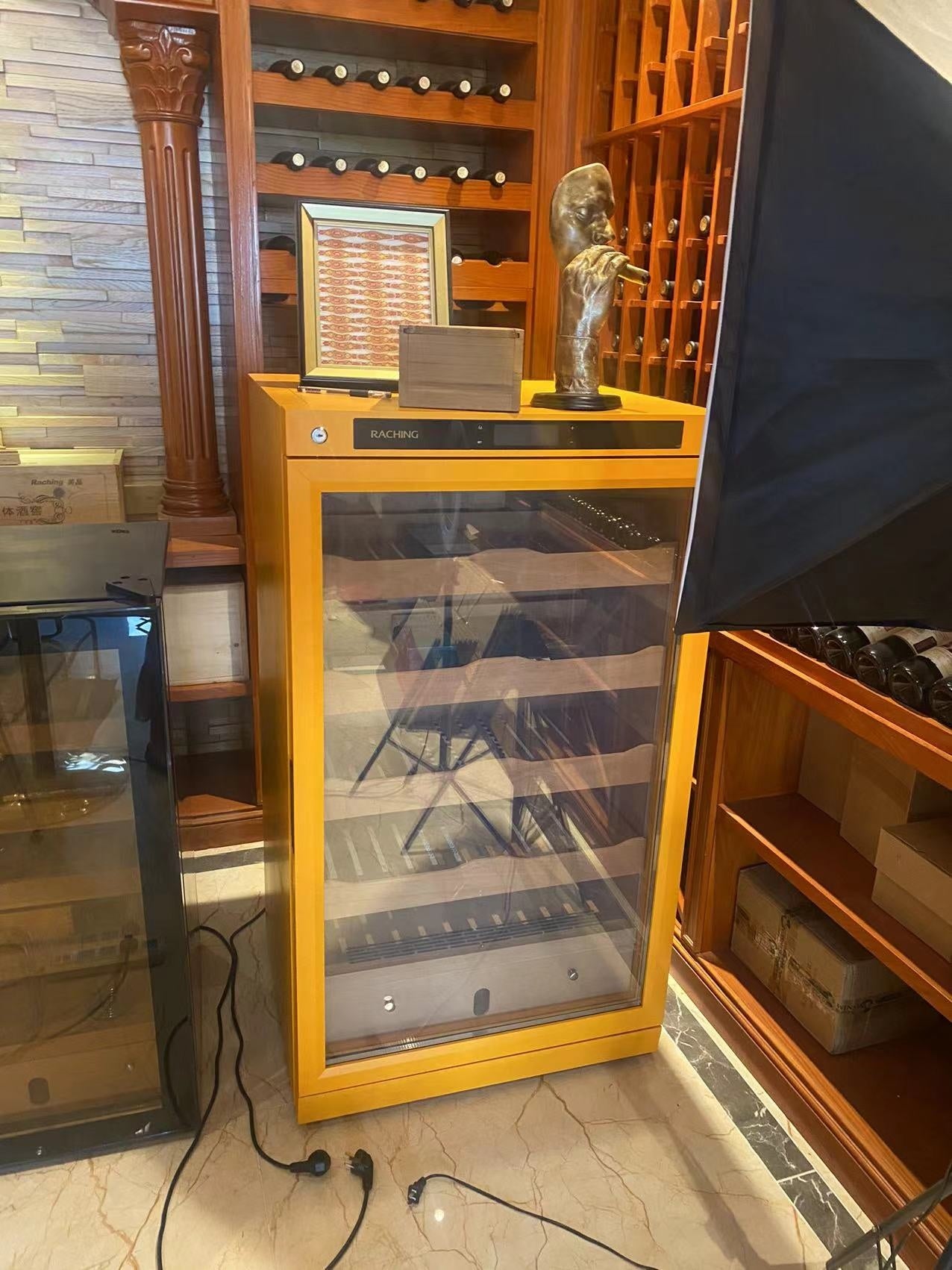 Raching W23A Silver Stainless Steel Electronic Cigar Humidor 4 Shelves for 1000pcs Cigars Storage