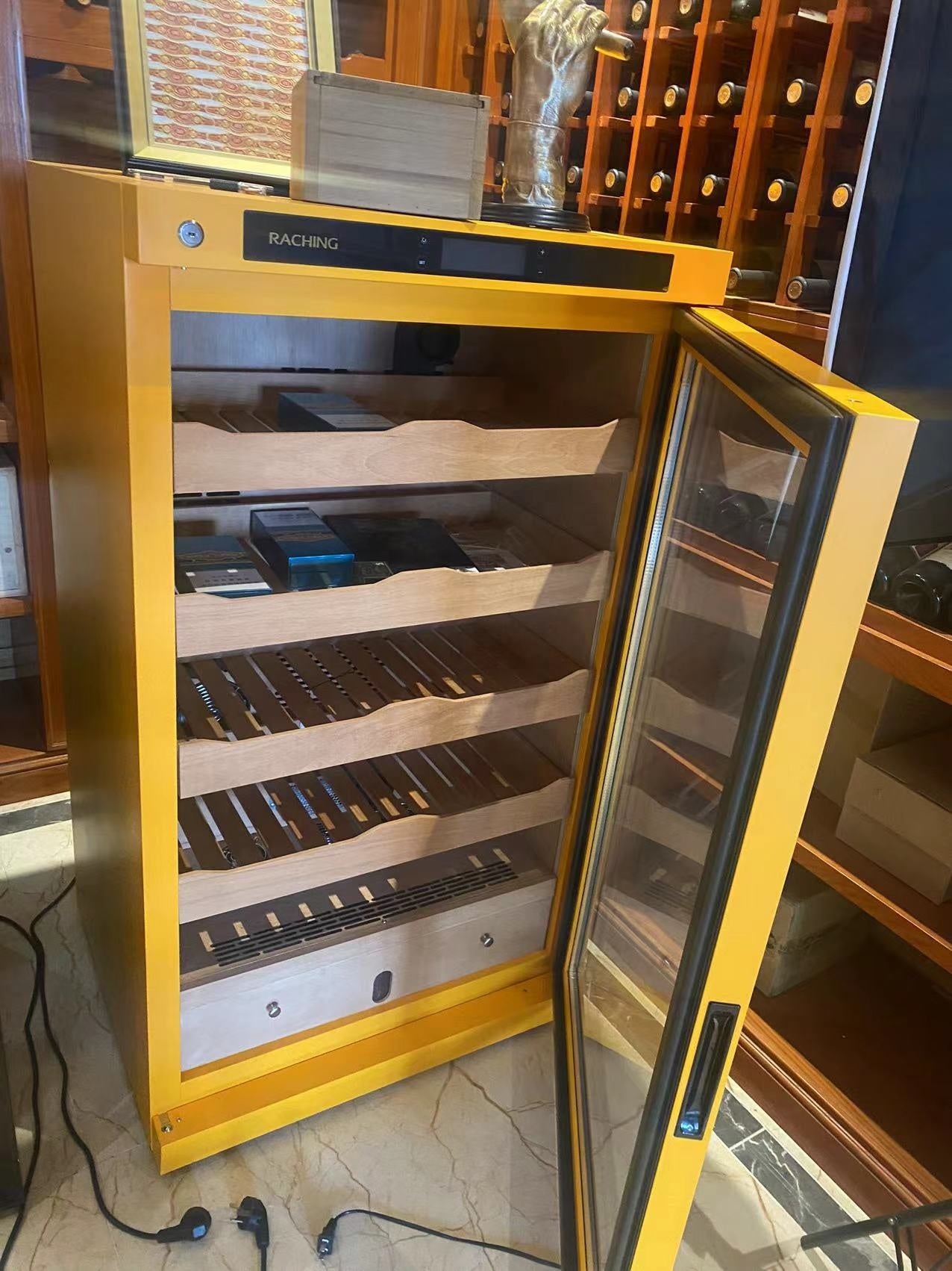 Raching W23A Silver Stainless Steel Electronic Cigar Humidor 4 Shelves for 1000pcs Cigars Storage