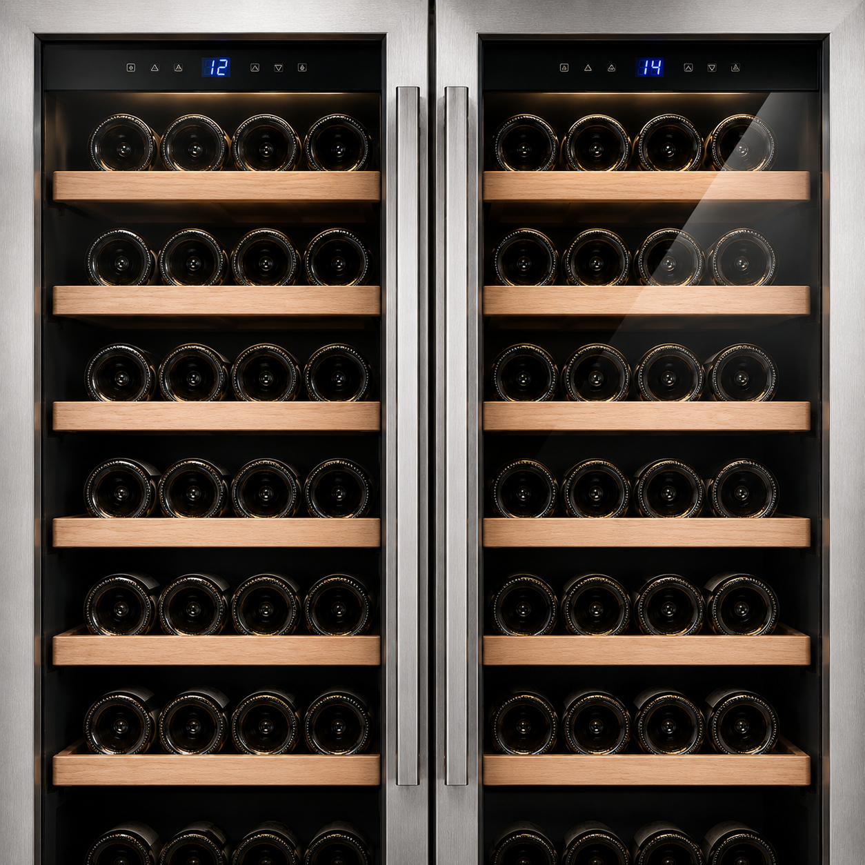BALANS JC-110WD Premium Stainless Steel Dual-Zone Wine Cooler Refrigerator 40 Bottles with Dual Low-E Glass Doors