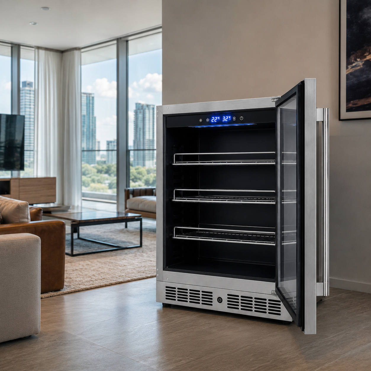 BALANS BC-130WS 130L Beverage Cooler | Built-In Stainless Steel Drink Refrigerator