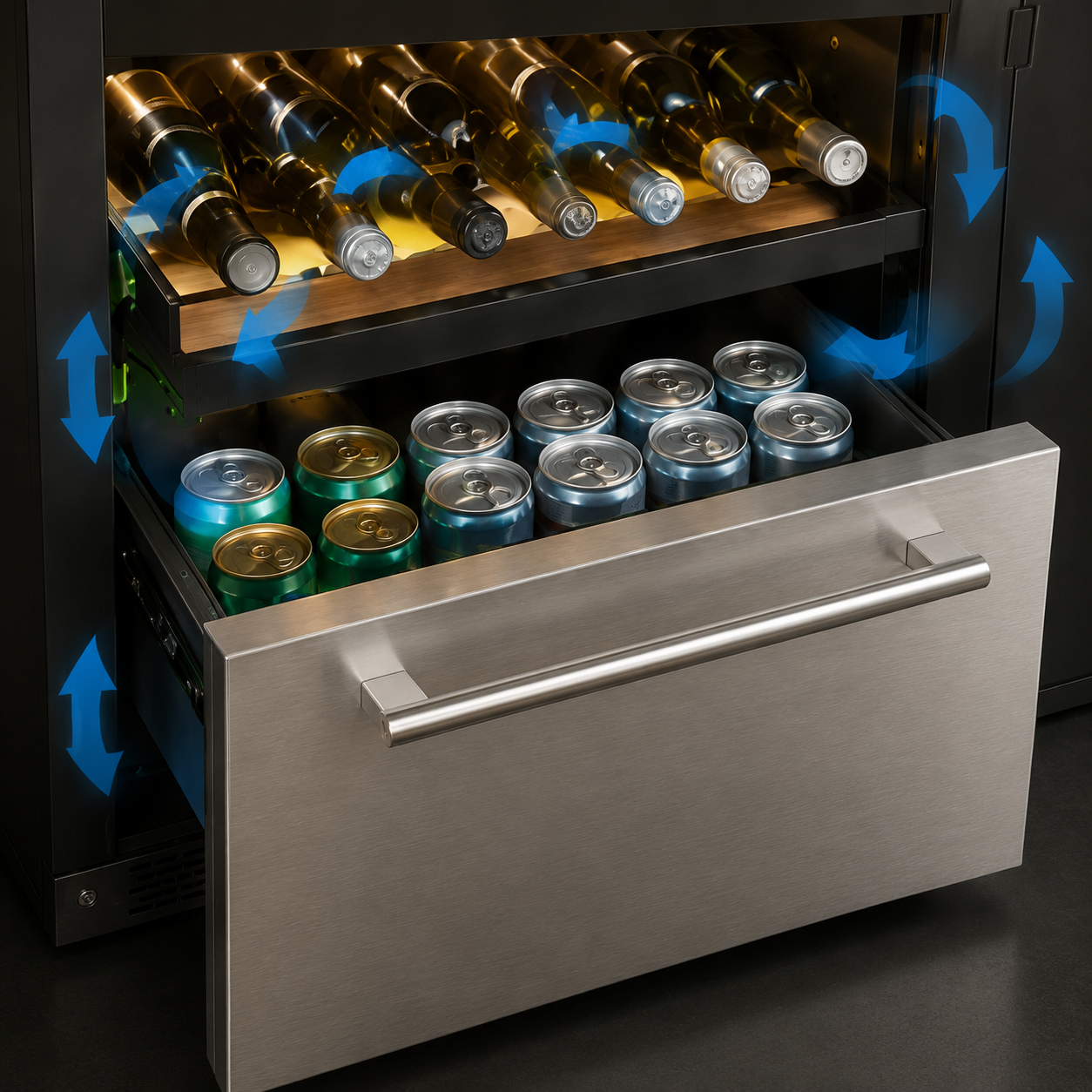 BALANS BJ-145WD 154 Can Double Drawer Beverage Cooler | Stainless Steel Built-In Refrigerator