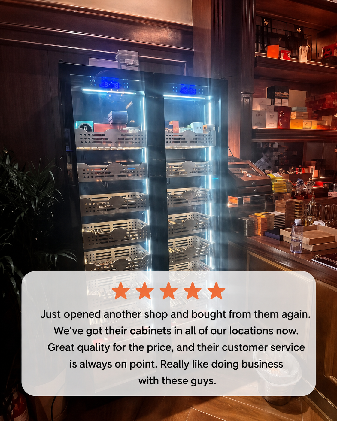 Luxury estate bar wall with spirits and cigar storage