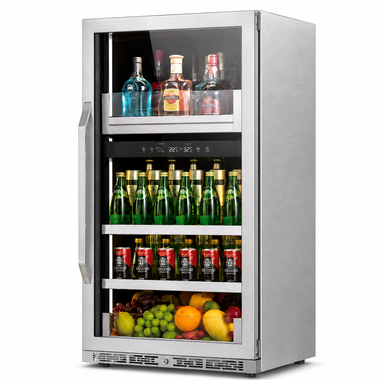 BALANS BJ-208WS Black Stainless Steel Beverage Cooler | 208L Drink Refrigerator