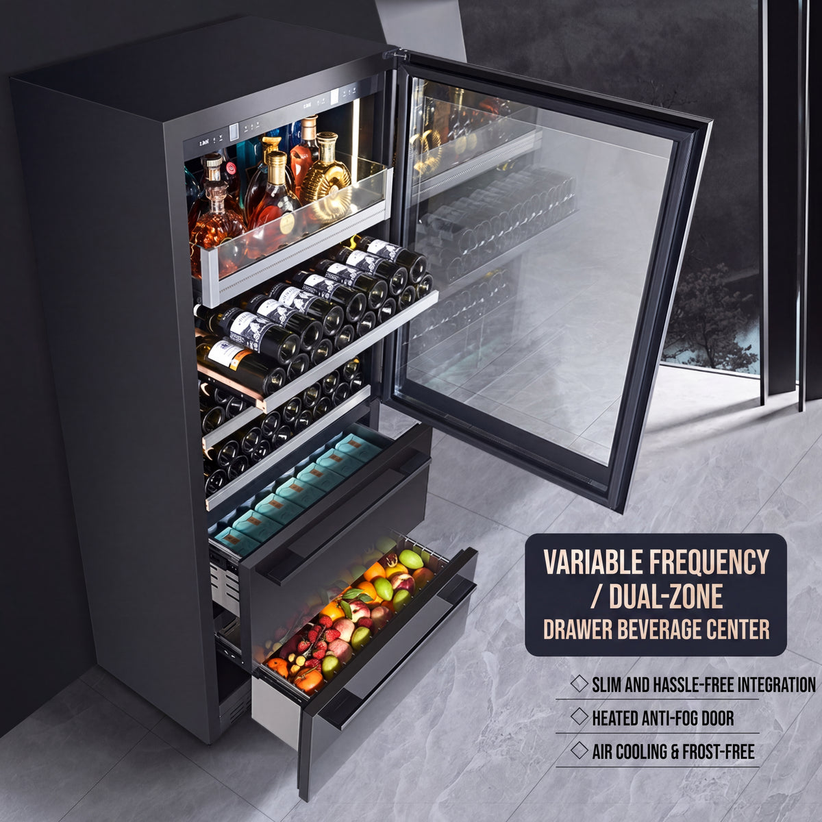 BALANS BJ-608WD wine cooler interior with adjustable shelves