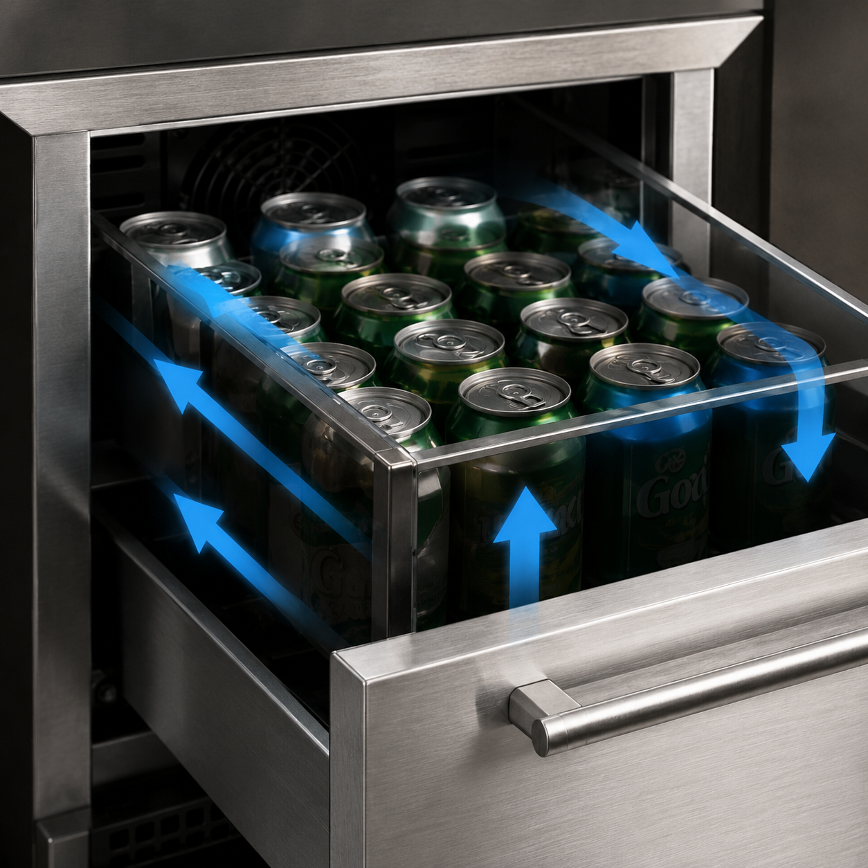 BALANS BC-145WS 154 Can Double Drawer Beverage Cooler | Built-In Stainless Steel Refrigerator
