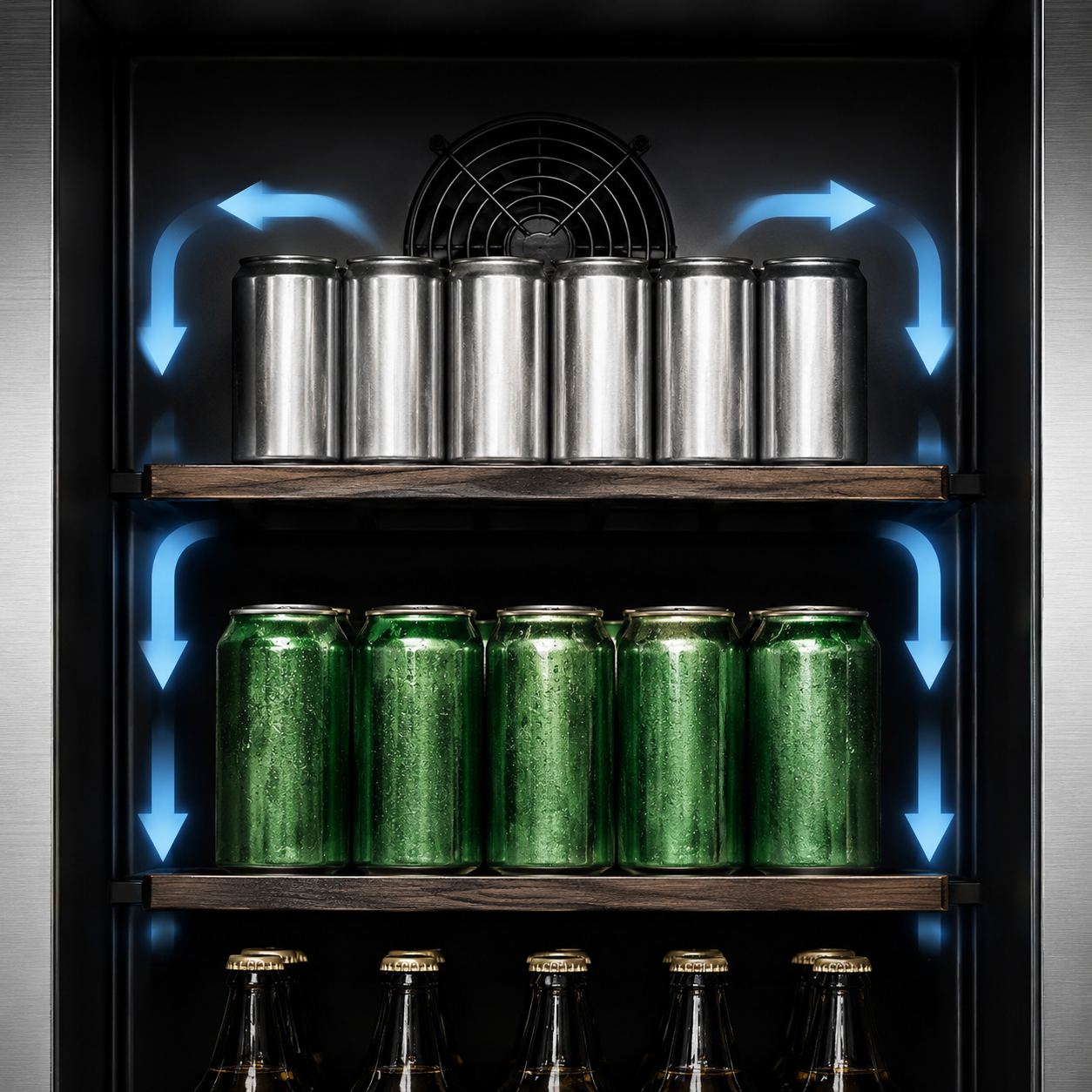 BALANS BJ-145WS 140L Stainless Steel Beverage Cooler | Heated Glass Door Built-In Refrigerator
