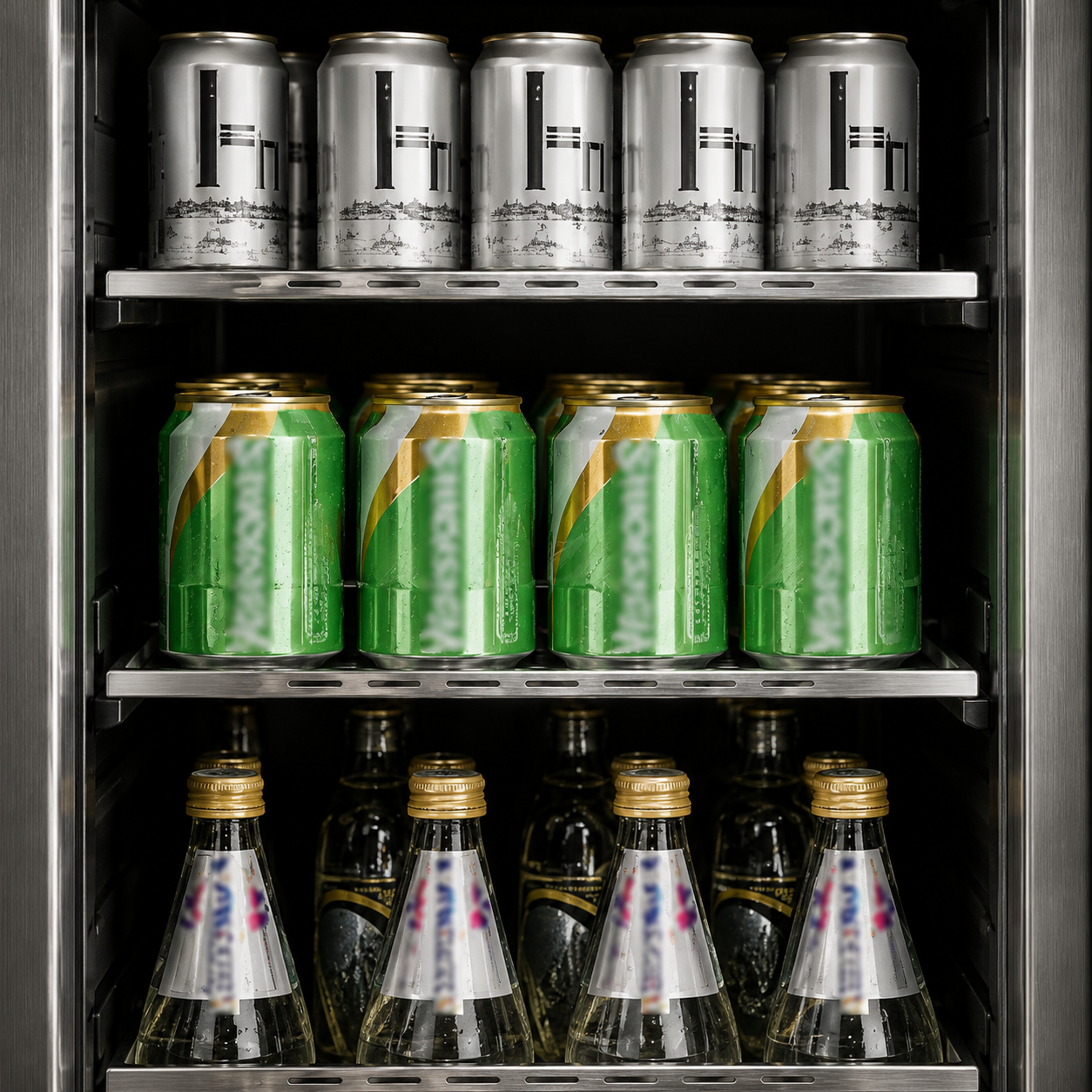 BALANS BJ-96WS Premium Stainless Steel Beverage Refrigerator 100 Cans Built-In Storage