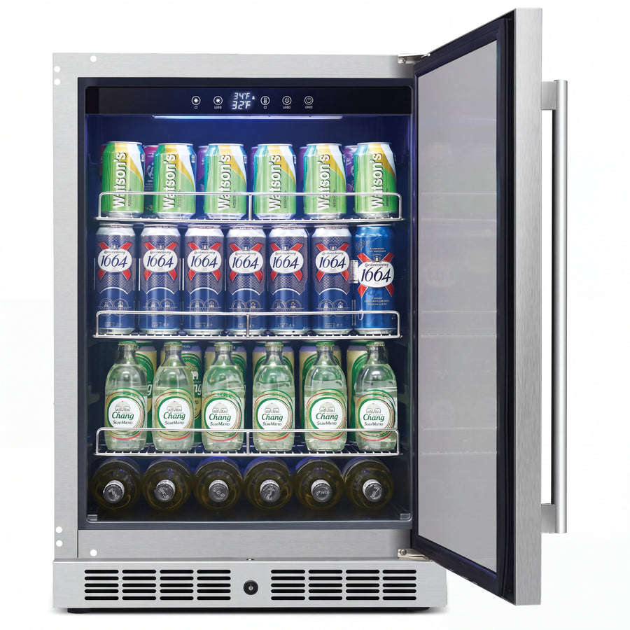 BALANS BC-130WS 130L stainless steel built-in beverage cooler with modern under-counter refrigerator design