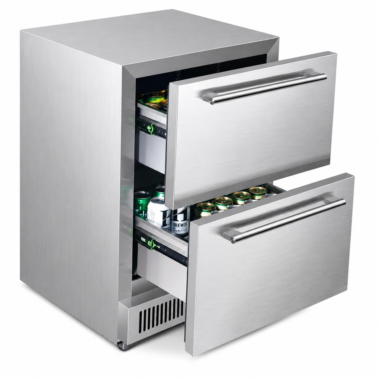 BALANS BC-145WS 154 Can Double Drawer Beverage Cooler | Built-In Stainless Steel Refrigerator