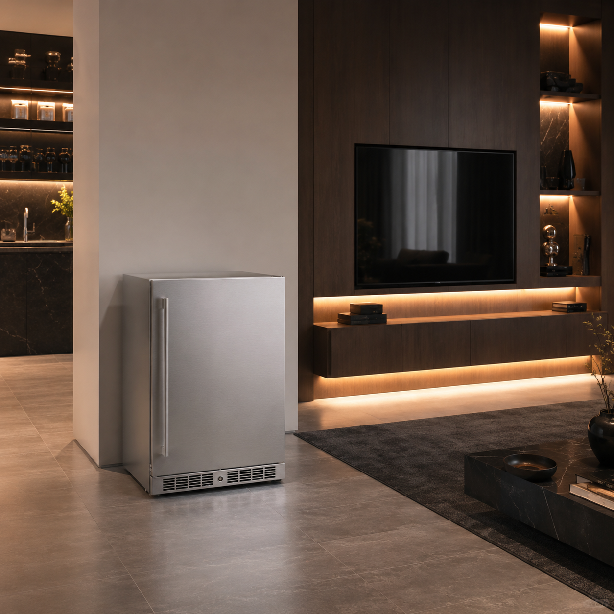 BALANS BD-130WS 130L Stainless Steel Beverage Cooler | Built-In Drink Refrigerator