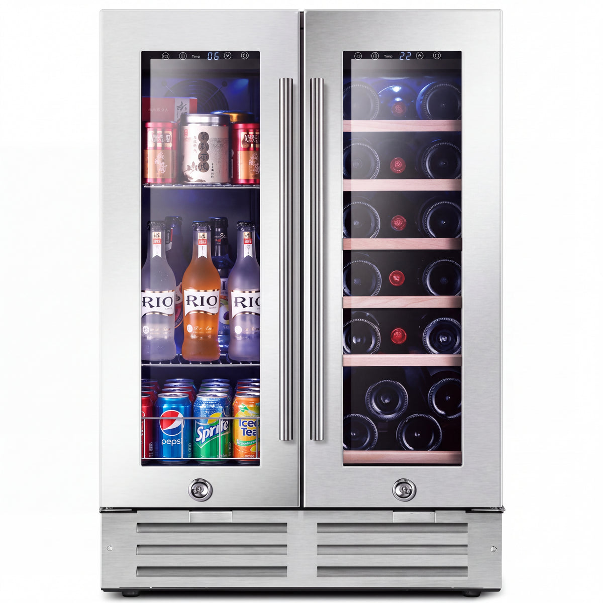 BALANS BJ-110WD stainless steel dual-zone wine and beverage cooler with touchscreen temperature controls