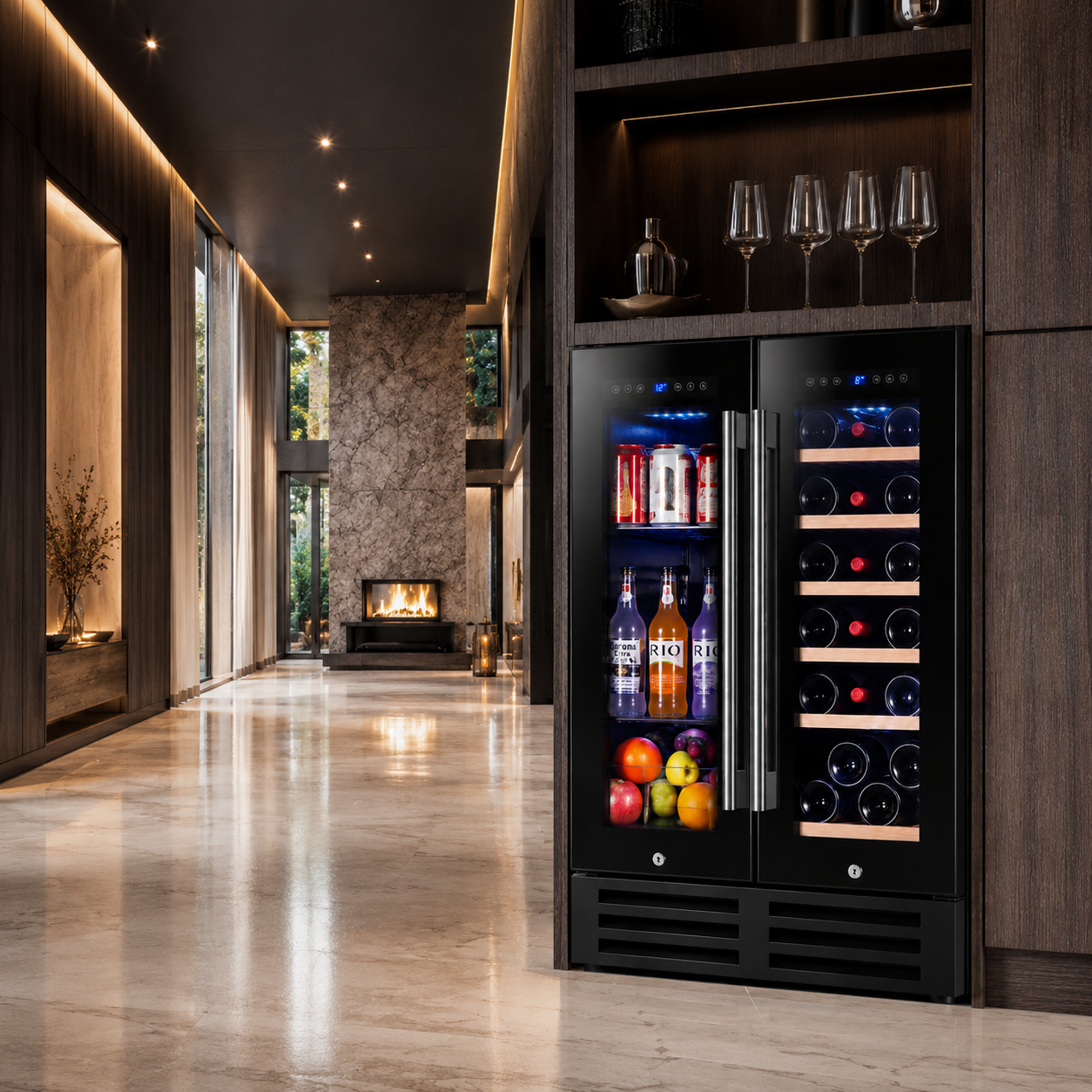 BALANS BJ-110WD Premium Built-In Wine & Beverage Cooler with Dual-Zone Temperature Control and Compressor Cooling