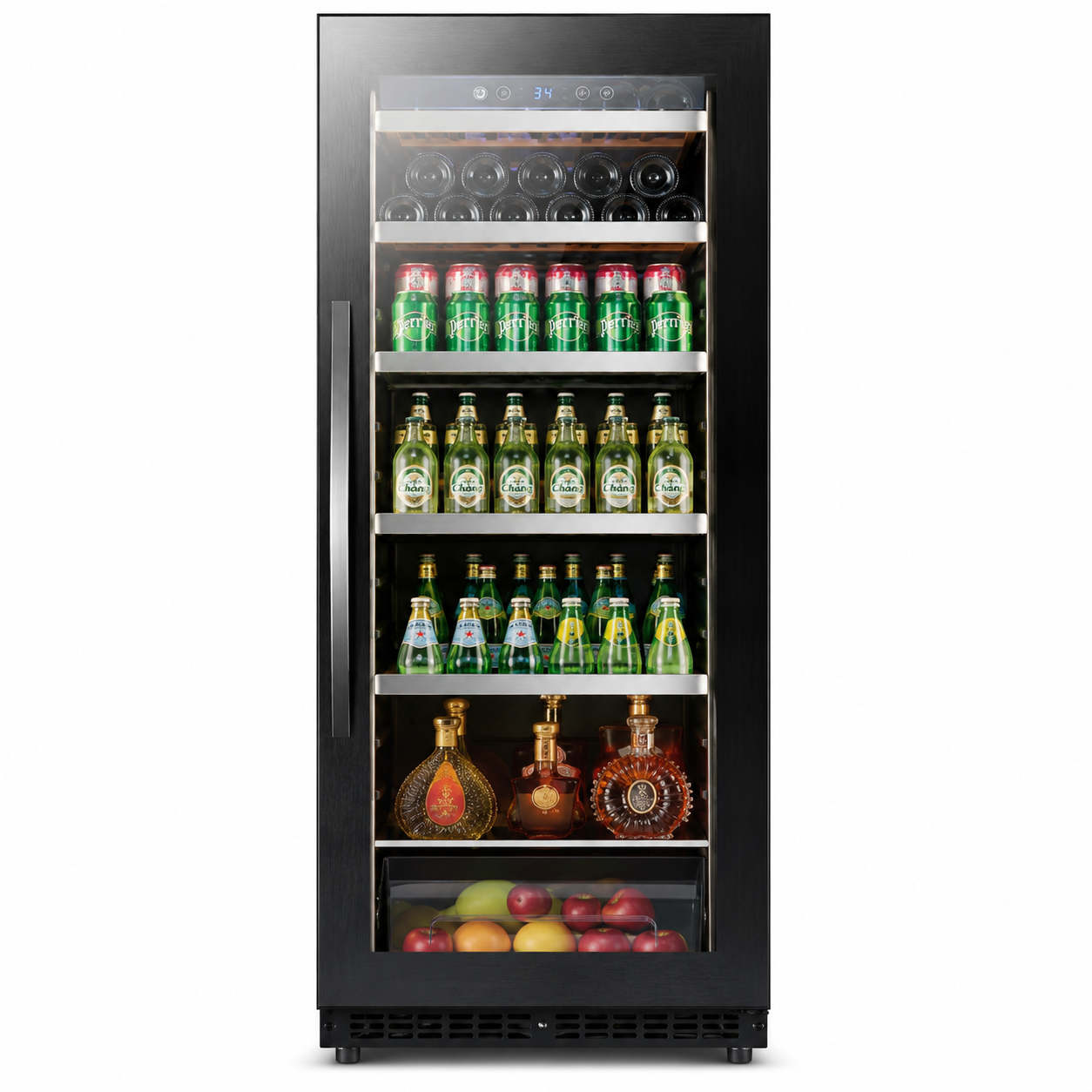 BALANS BJ-325WS 325L Black Stainless Steel Beverage Cooler | Built-In Drink Refrigerator