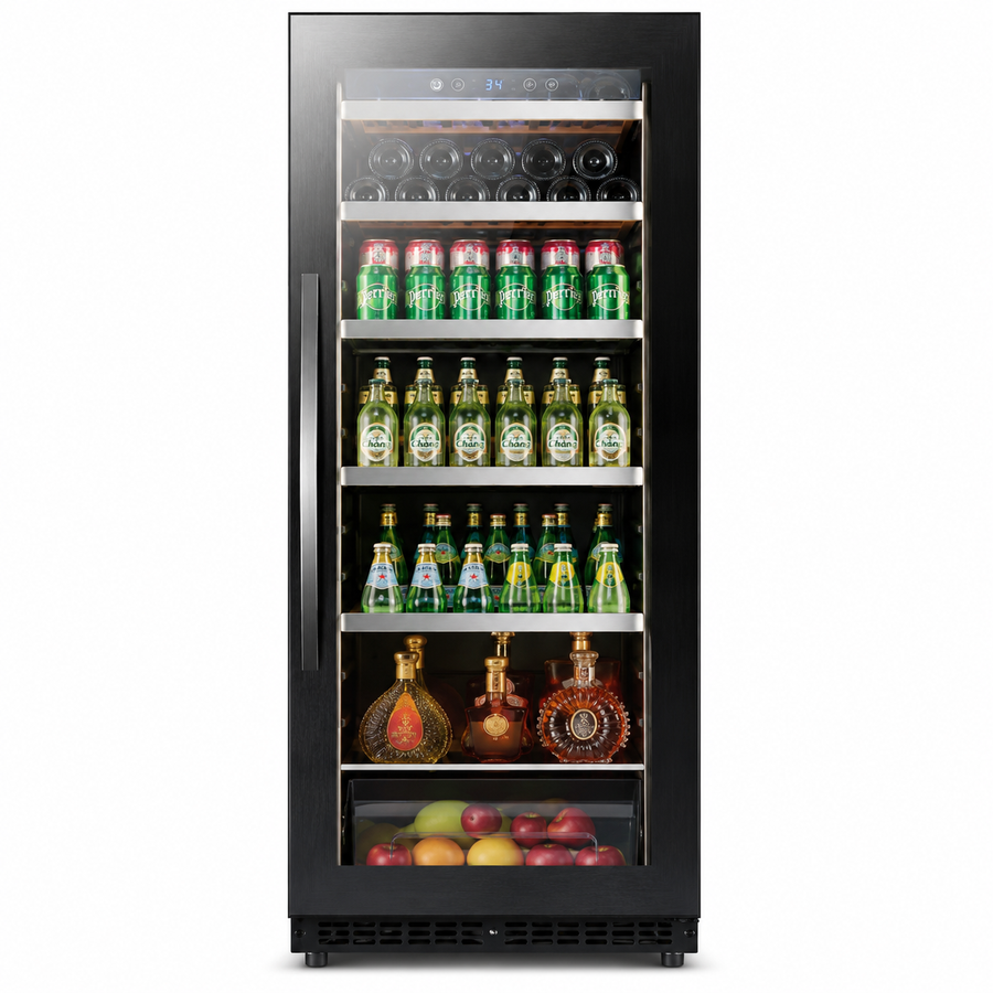 BALANS BJ-325WS 325L Black Stainless Steel Beverage Cooler | Built-In Drink Refrigerator