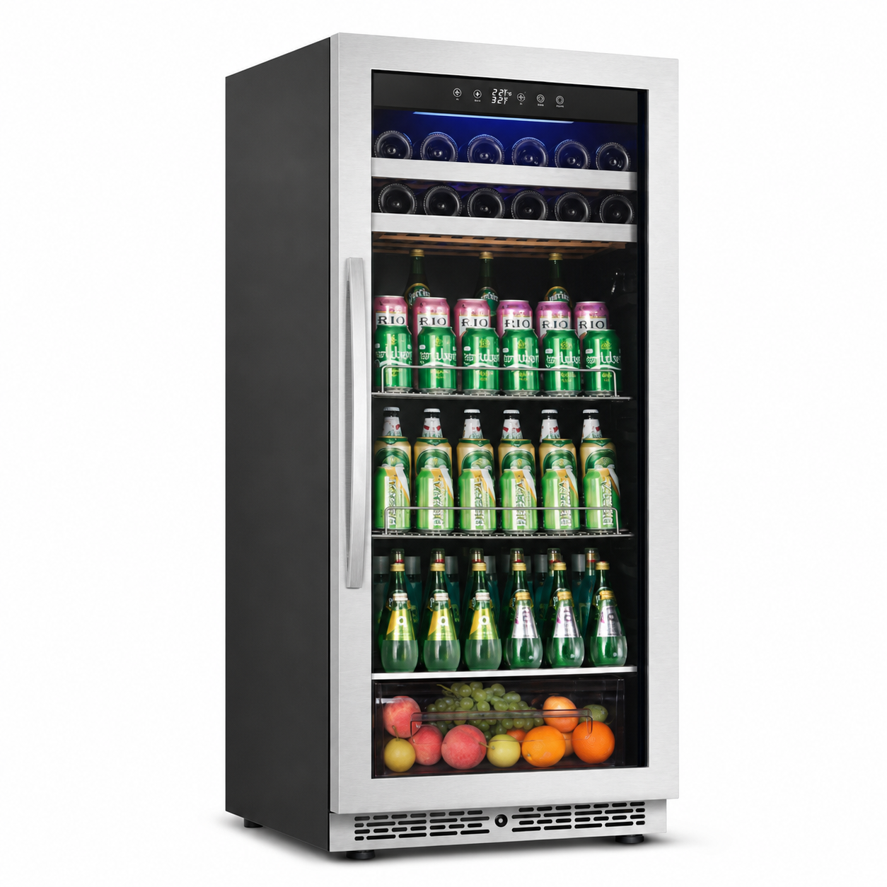 BALANS BJ-345WS 380L Silver Stainless Steel Beverage Cooler | Commercial Drink Refrigerator