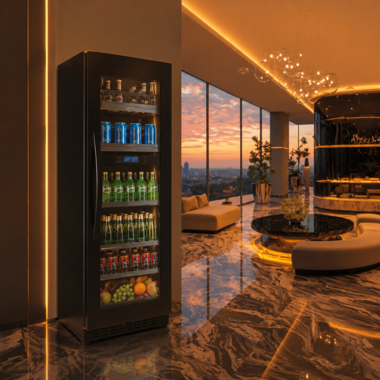 BALANS BJ-435WD Dual Zone Wine & Beverage Cooler | 338L Black Stainless Steel Cabinet