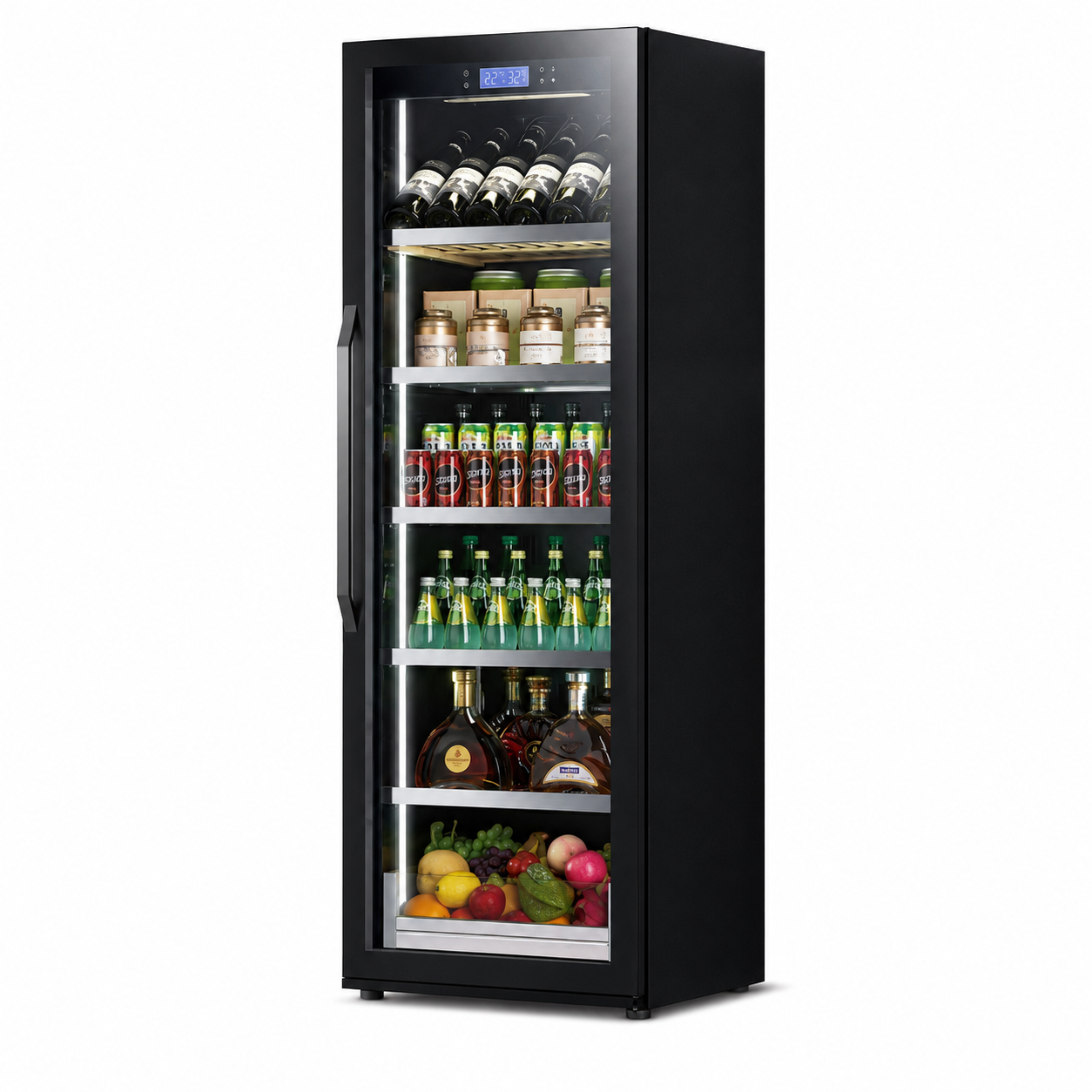 BALANS BJ-435WS 338L Black Stainless Steel Wine & Beverage Cooler | Built-In Drink Refrigerator