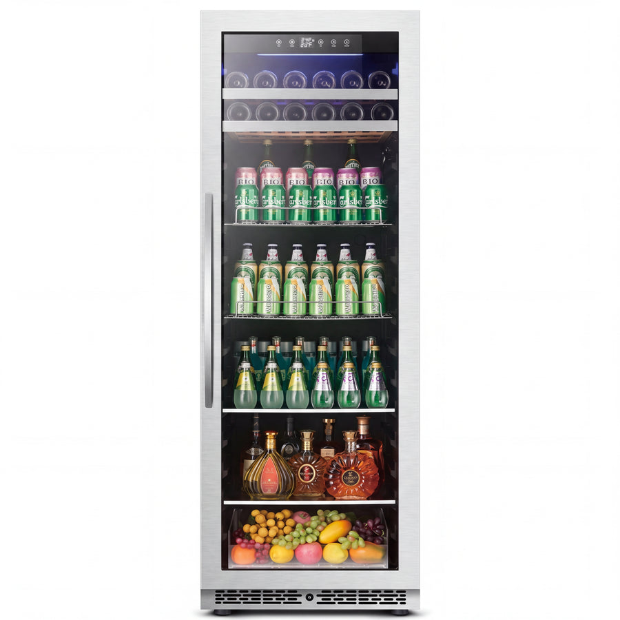 BALANS BJ-465WS 450L wine and beverage cooler with stainless steel frame and glass door