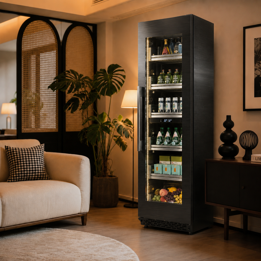 BALANS BJ-508WD Dual Zone Beverage Cooler | 270L/380L Black Stainless Steel Refrigerator