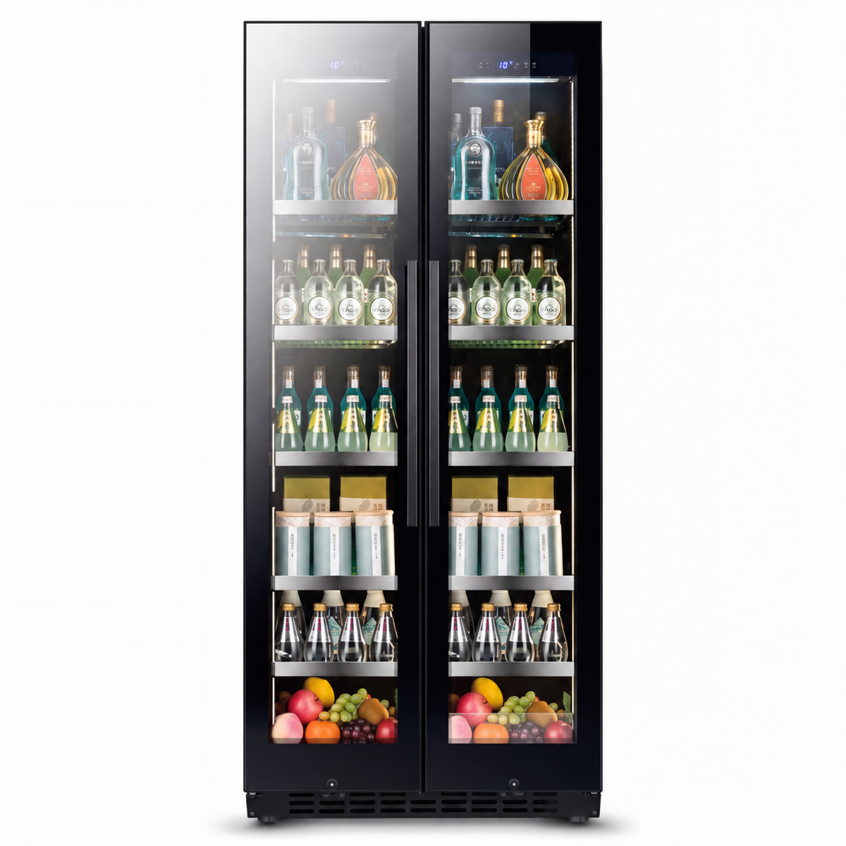 BJ-608WDA modern black wine and beverage cooler cabinet