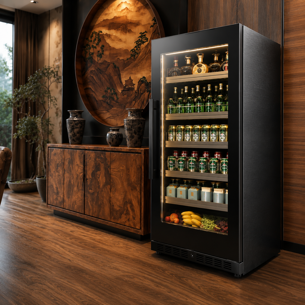 BALANS BJ-608WS 475L Black Beverage Cooler | Stainless Steel Beverage Cooler