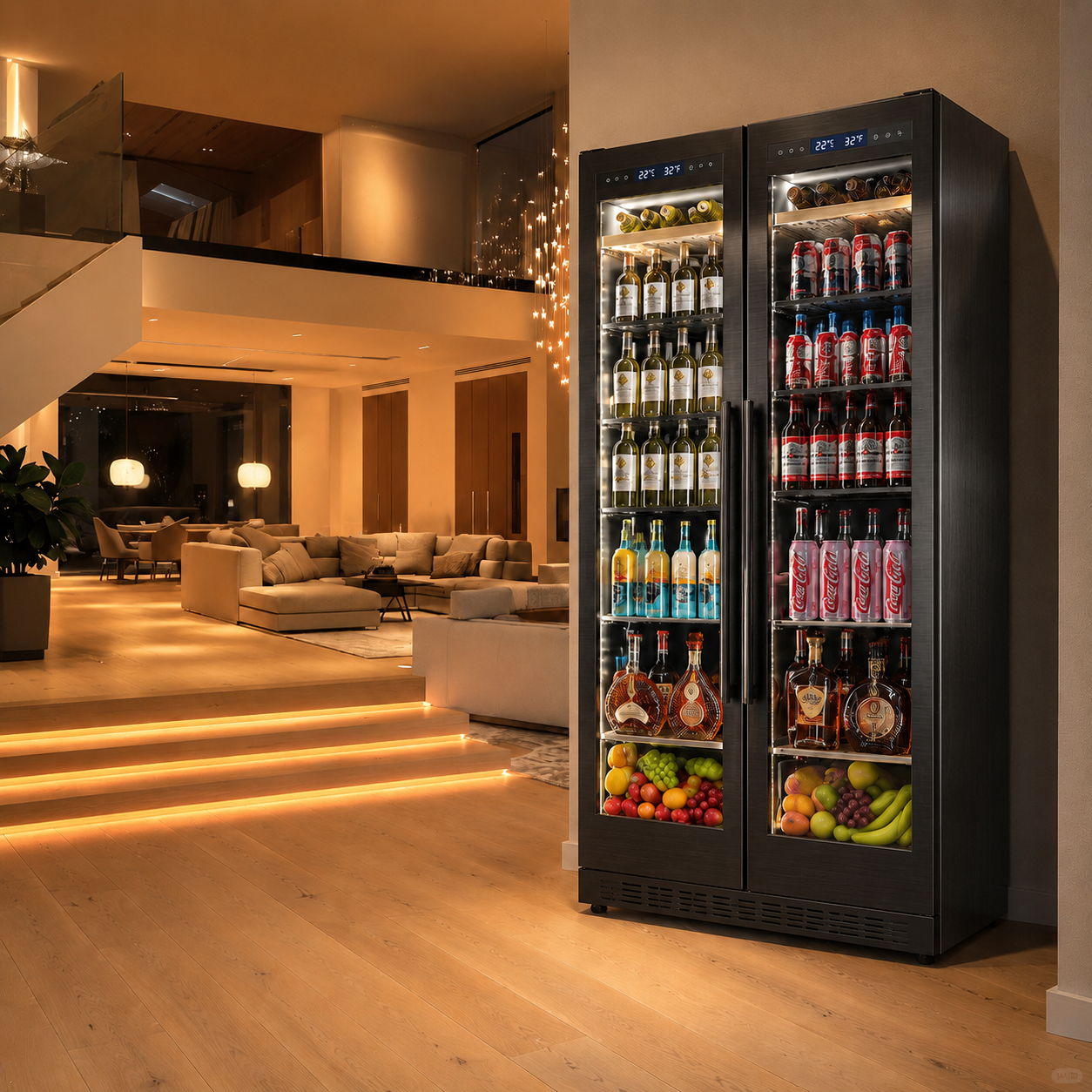 BALANS BJ-635WD Double Door Wine & Beverage Cooler | 300L Dual Zone Cabinet