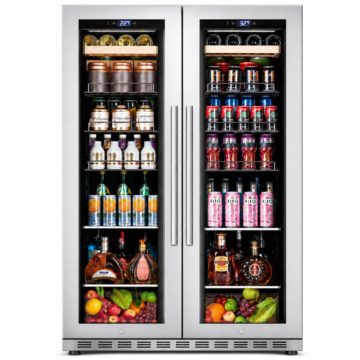 BALANS BJ-635WD Double Door Wine & Beverage Cooler | 300L Dual Zone Cabinet