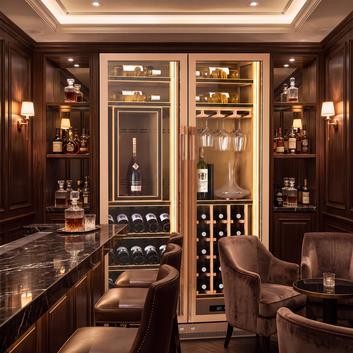 BALANS JC-808 550L gold double-door wine cooler