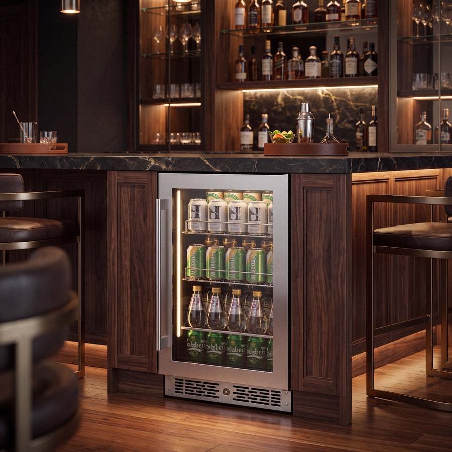 BALANS BJ-96WS 96L Built-In Beverage Cooler – 30-Bottle Stainless Steel Glass Door Refrigerator