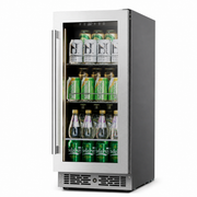 BALANS BJ-96WS Premium Stainless Steel Beverage Refrigerator 100 Cans Built-In Storage