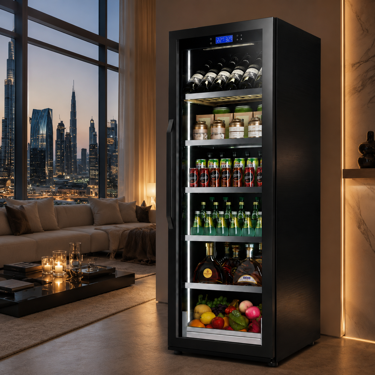 BALANS BJ-435WS 338L Black Stainless Steel Wine & Beverage Cooler | Built-In Drink Refrigerator