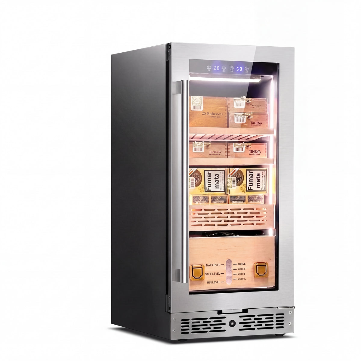 BX-108 96L cigar cabinet interior for 200 to 250 cigars