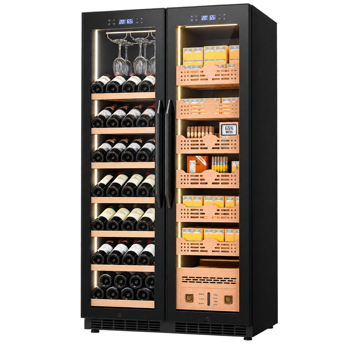 BALANS BX-680 dual zone cigar humidor cabinet with luxury glass door design