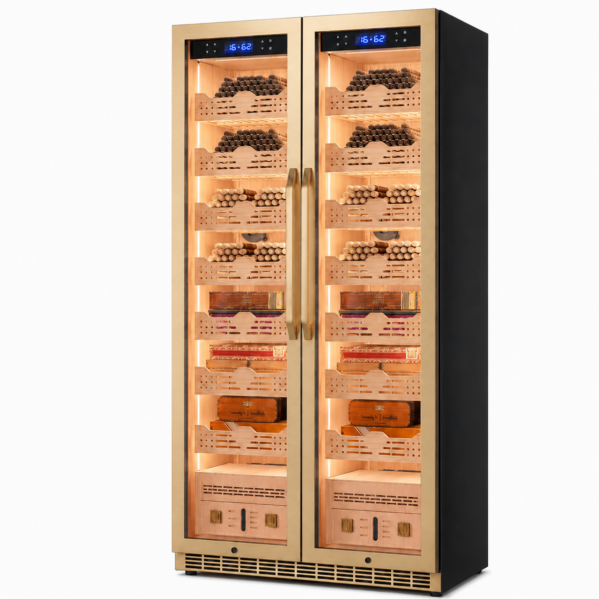 BALANS BX-735 gold finish large cigar humidor cabinet