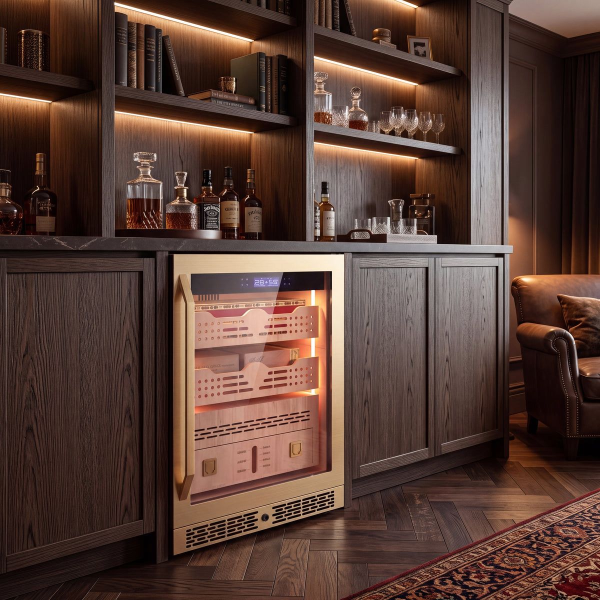 BALANS BXW-118 Gold Cigar Cabinet – Built-in Installation