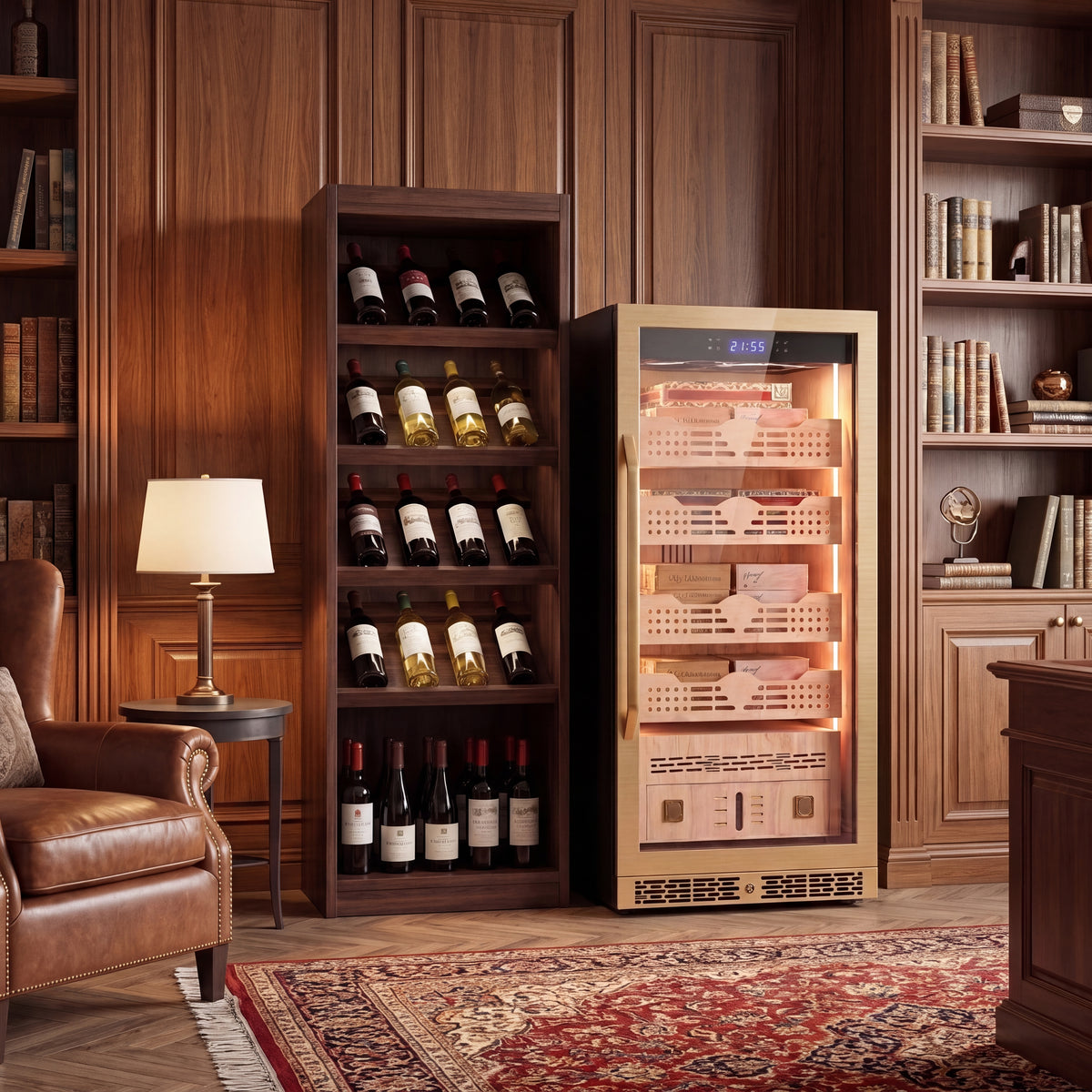 BALANS BXW-220 220L electric cigar humidor cabinet in luxury home cigar room
