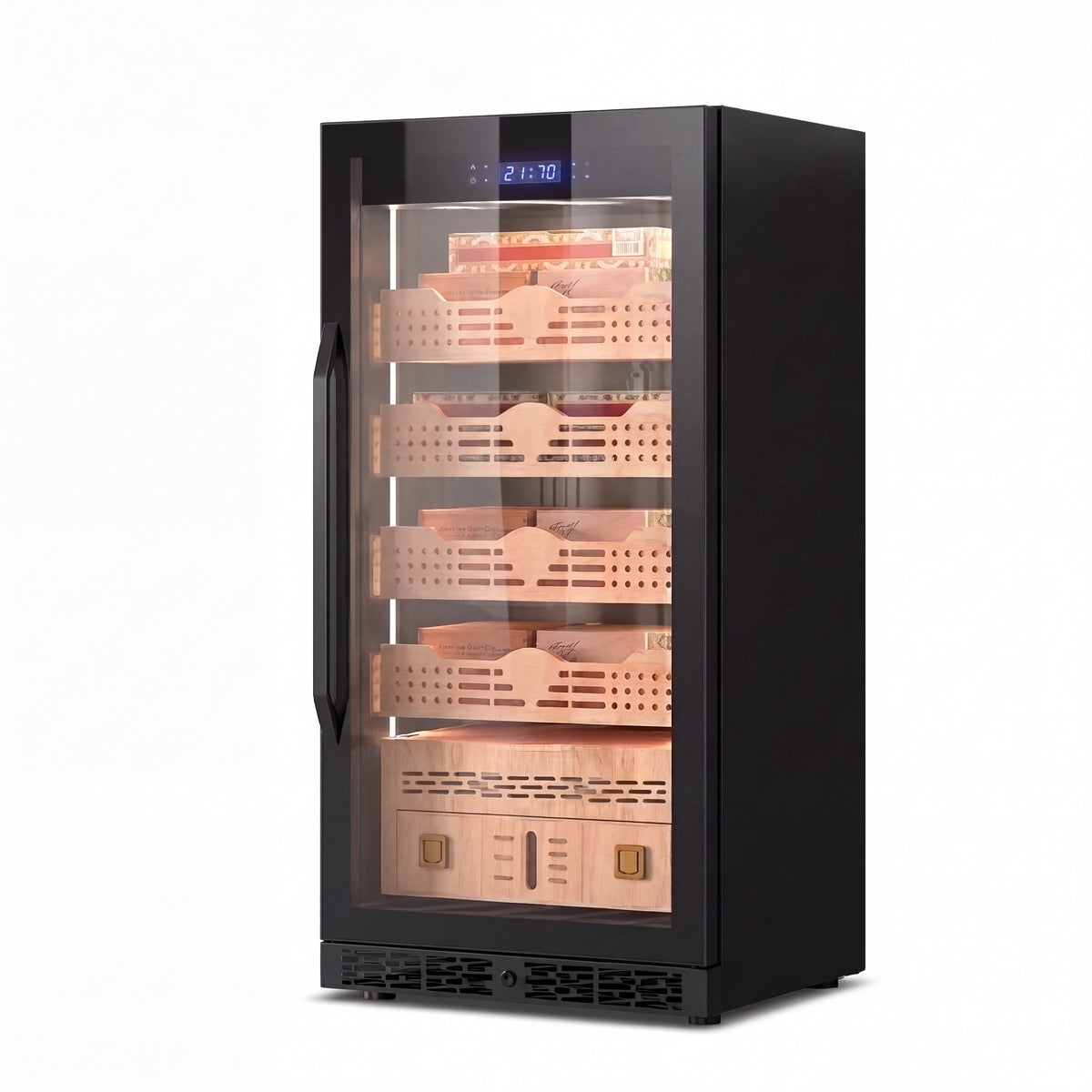 BALANS BXW-220 freestanding cigar humidor cabinet with glass door and LED lighting