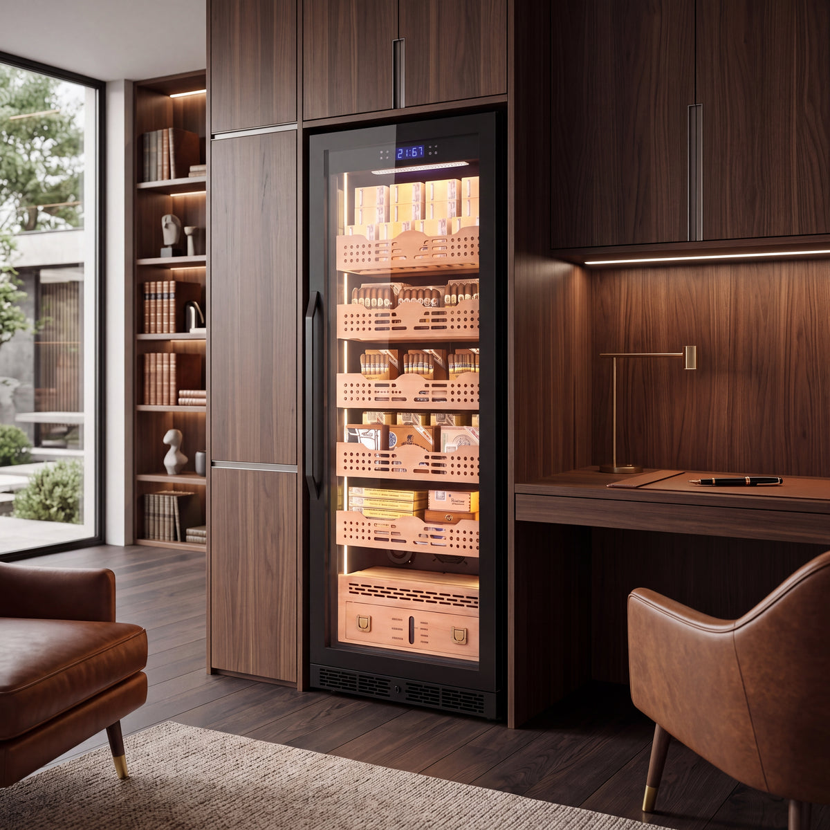 BALANS BXW-308B Large Black Upright Cigar Cabinet
