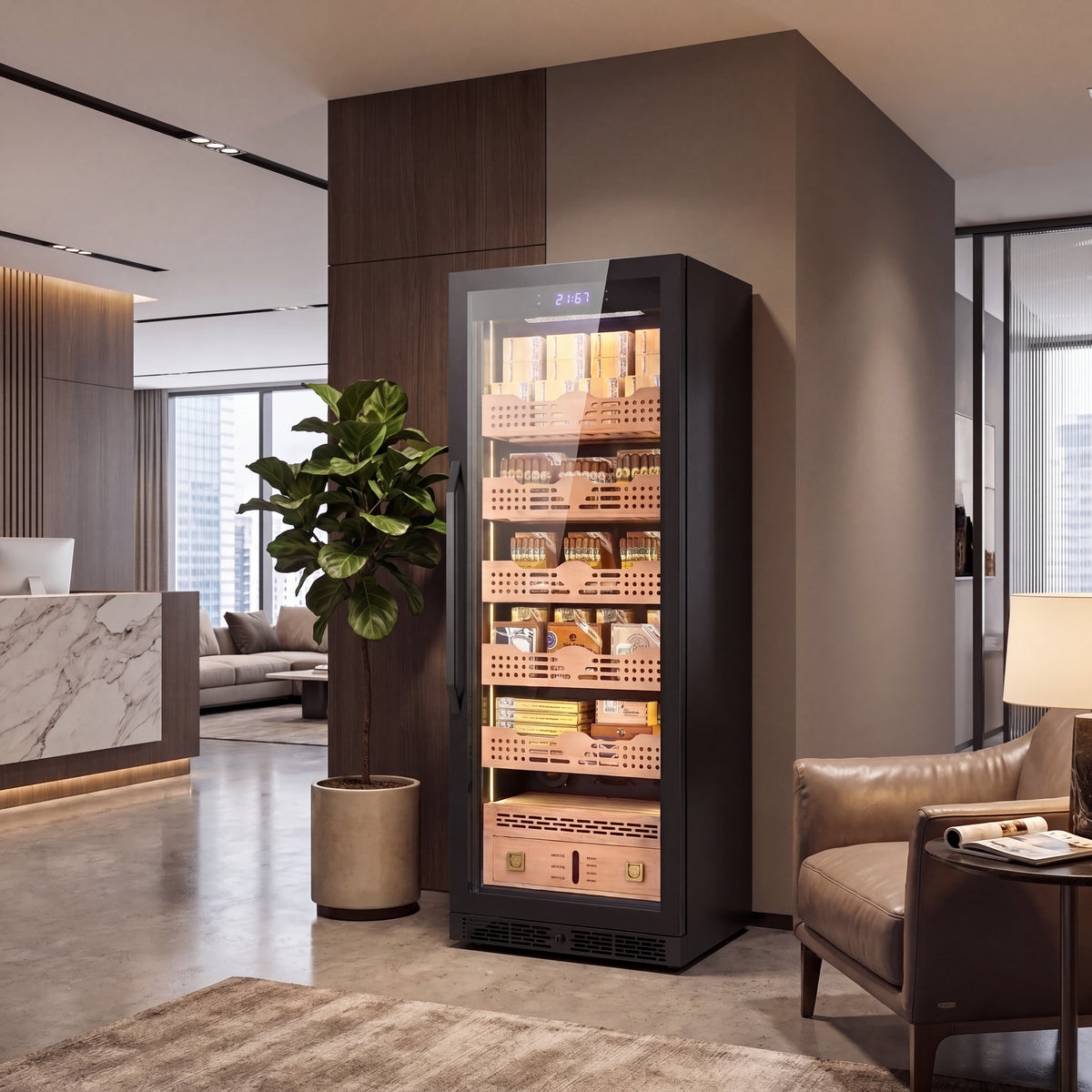BALANS BXW-308 tall cigar humidor cabinet with glass door