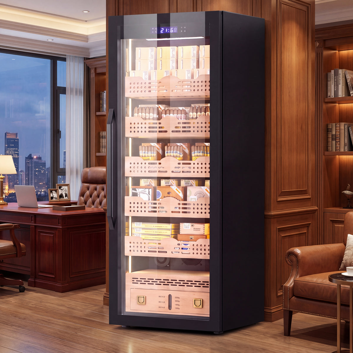 BALANS BXW-308A cigar humidor cabinet in a luxury home cigar room