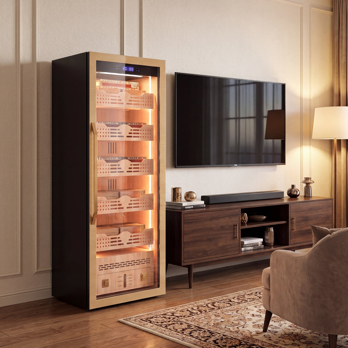 BXW-308A large electric cigar humidor cabinet for serious collectors