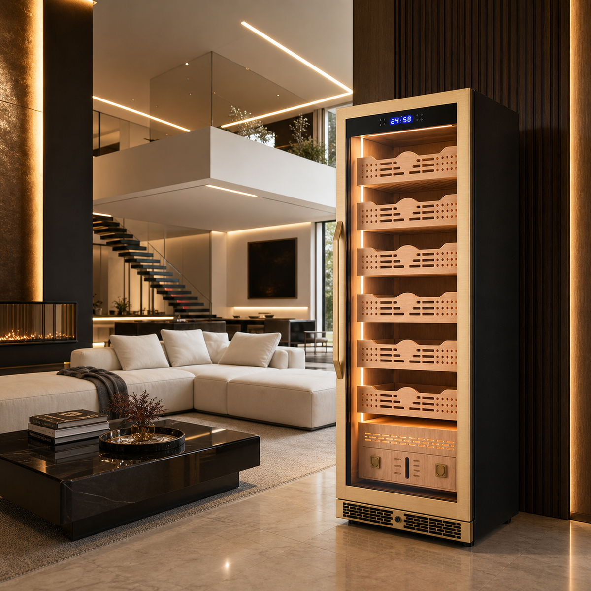 BXW-435 large cigar humidor cabinet in a luxury cigar room