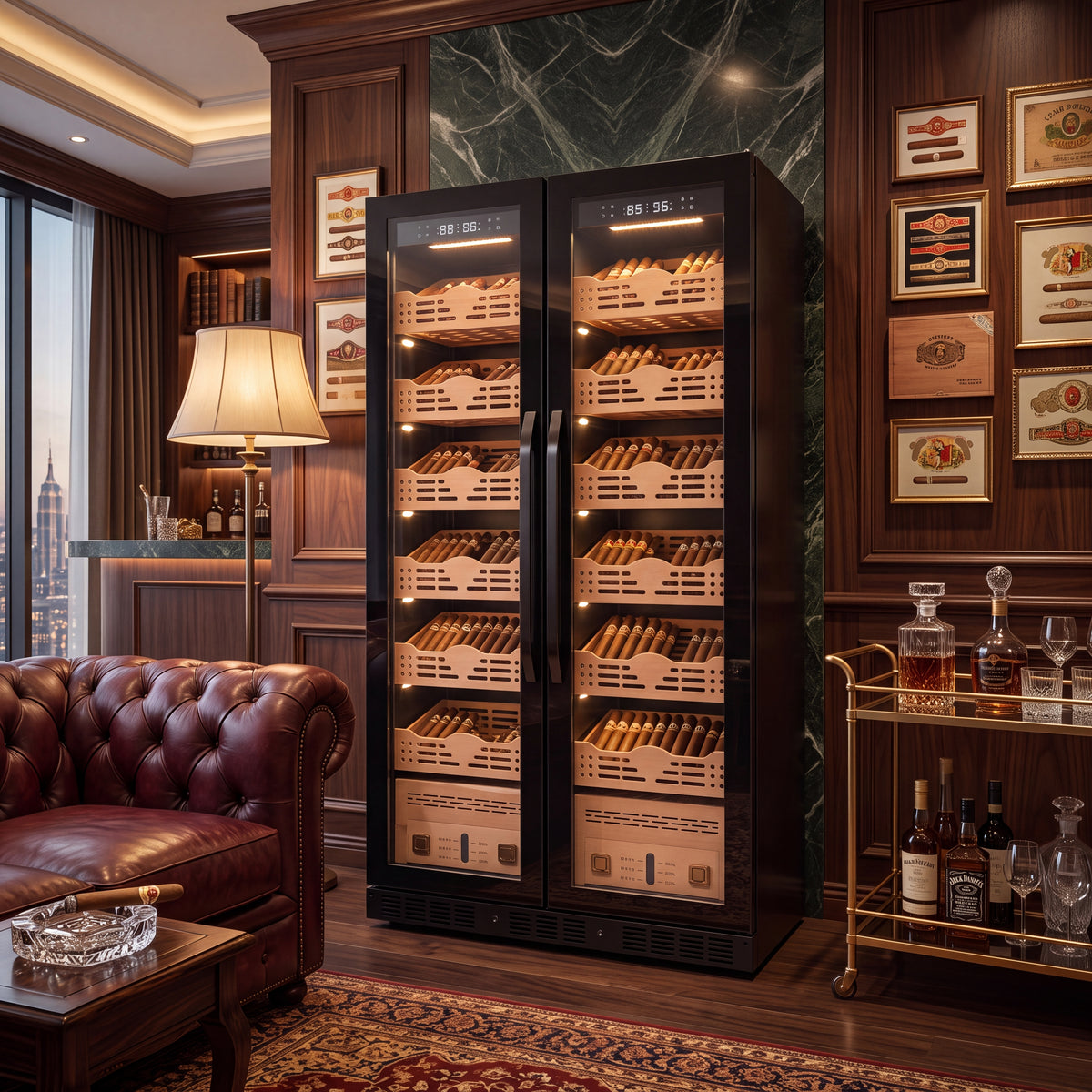 Black Cigar Humidor Cabinet for Home Office or Private Lounge