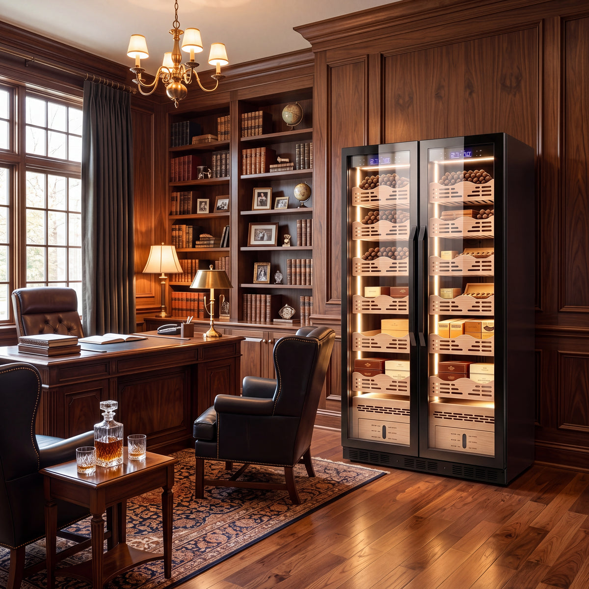 BALANS BX-650 360L Dual-Zone Smart Cigar Humidor Cabinet – Spanish Cedar, WiFi Control
