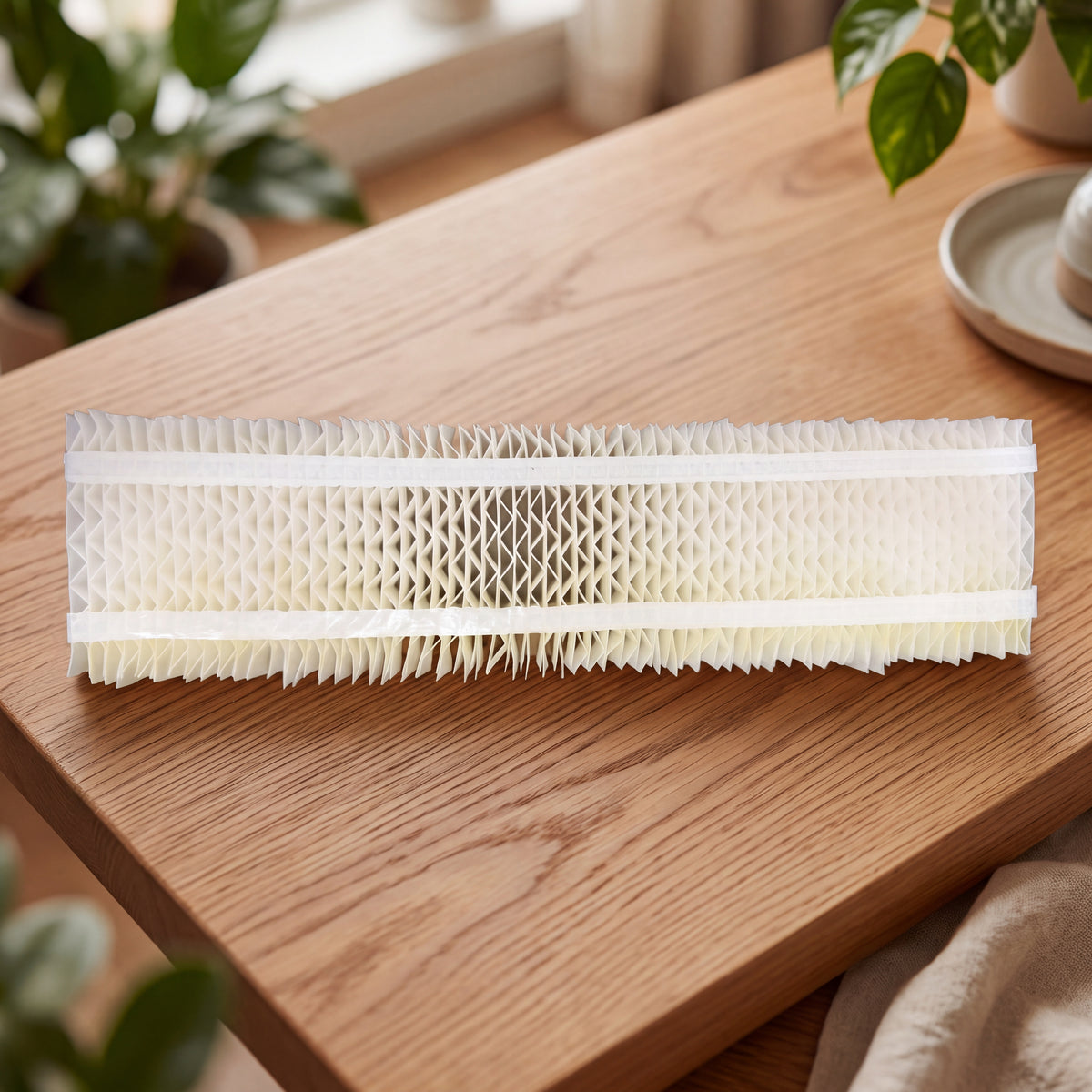 Transparent BALANS humidification filter tray with pleated evaporative media for cigar storage systems