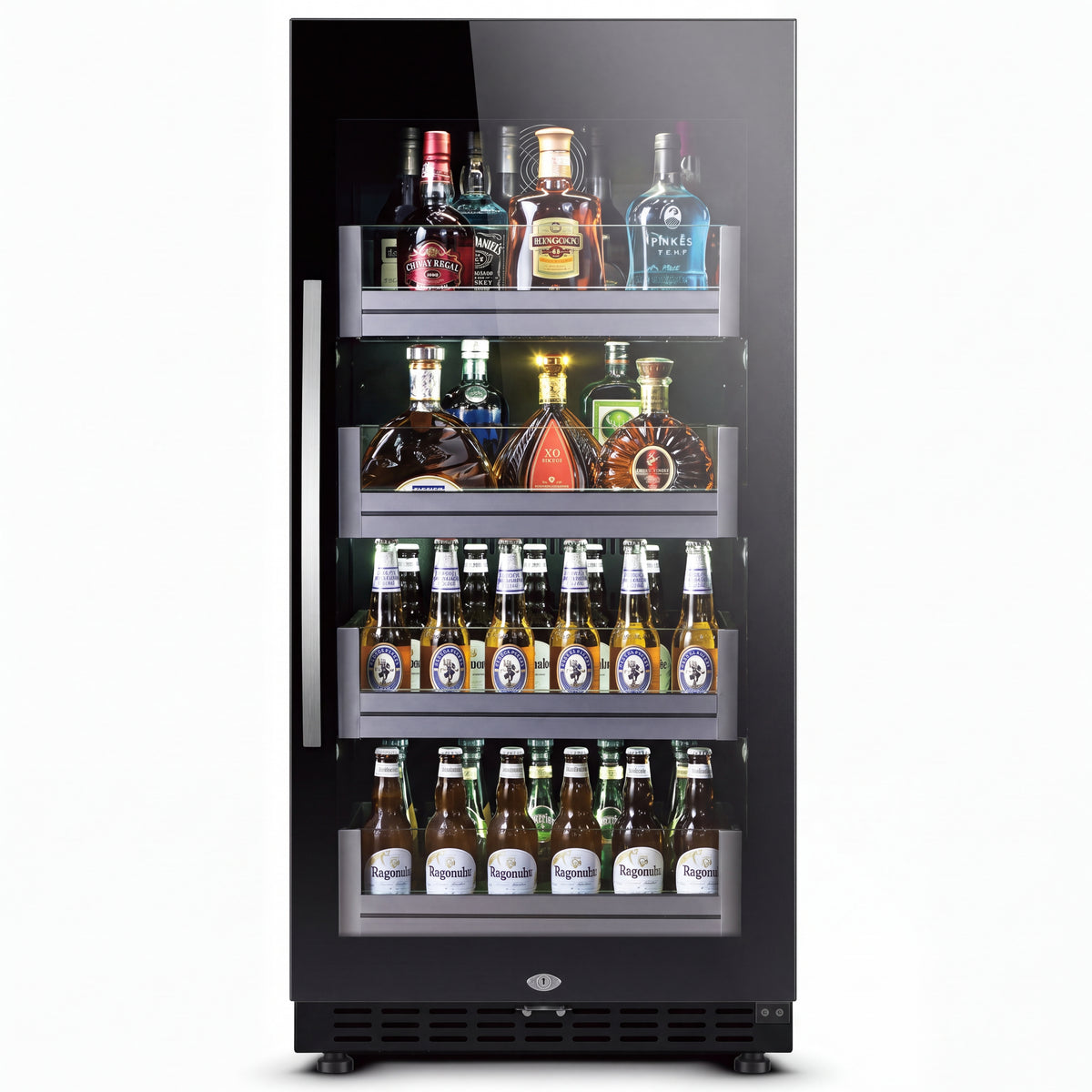 BALANS BJ-208WS 208L beverage cooler with premium black glass door design