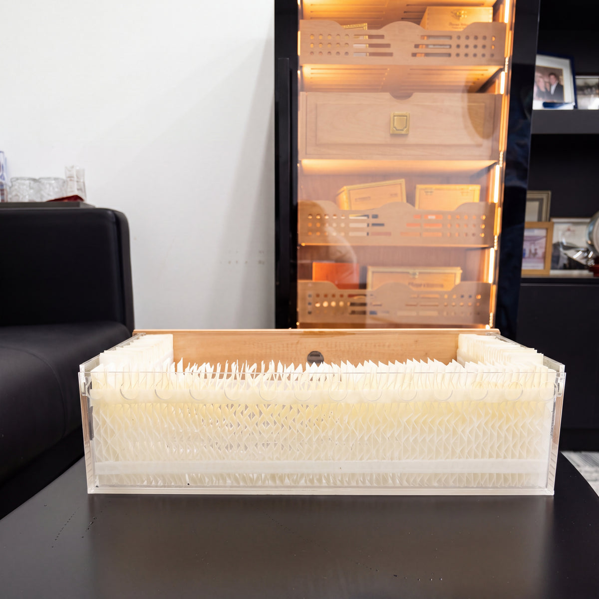 BALANS replacement evaporative humidification filter for cigar humidor cabinets with transparent acrylic tray