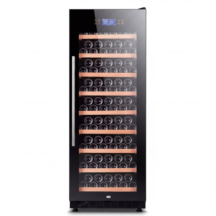 BALANS JC-308WS 308L built-in wine cooler with 100-bottle capacity, black glass door and digital touch temperature control